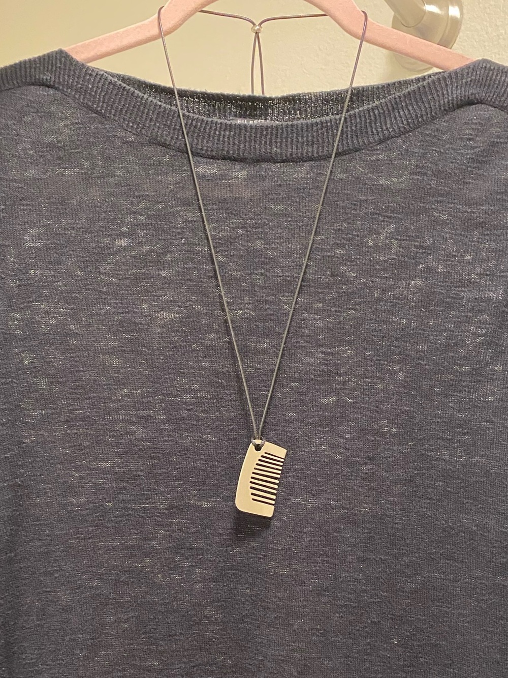 Designer Inspired Silver Comb Pendant with 21” Adjustable Faux Leather Cord NWOT